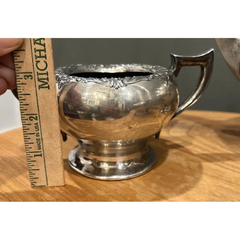 Vintage Forbes Silver Co 244 Tea Set 4 Piece Teapot, Sugar Bowls, Creamer